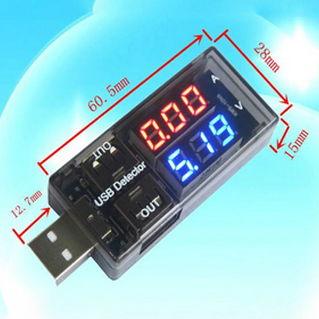 USB Current Voltage Meter Digital Red+Blue Dual Display Charging Detector Tester Battery Voltmeter Ammeter Charger Indicator