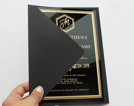 acrylic wedding invitation customized fancy shape in cards