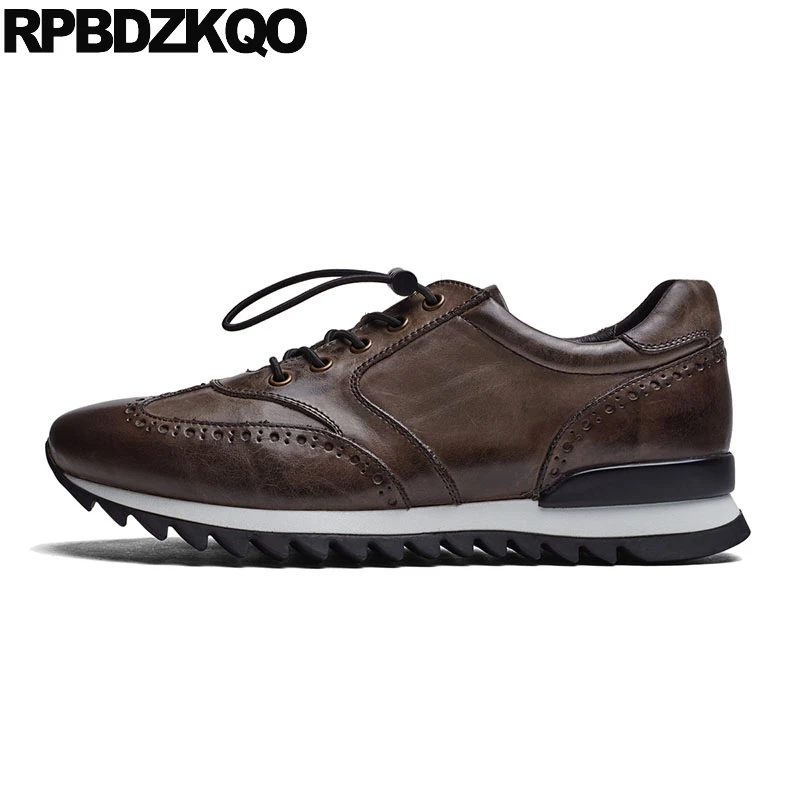 

Sneakers Trainers Oxfords Luxury Famous Lace Up British Style Real Leather Brogue Men Casual Brown Shoes Spring High Quality