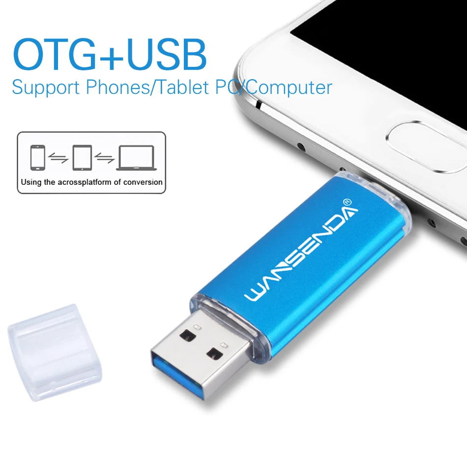 WANSENDA высокоскоростной OTG USB флеш накопитель 3 0 128 ГБ для смартфонов/ПК флешки 32 Гб 64