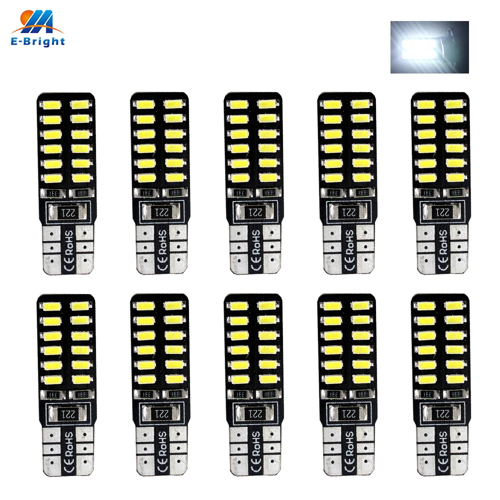 10 шт. T10 W5W 6500K светодиодный Canbus без ошибок 3014 Светодиодный 24 SMD Автомобильный
