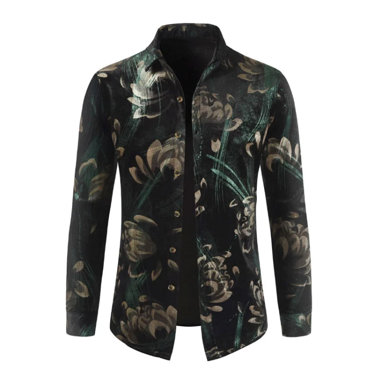 

Military Shirt Men Casual Shirts Winter Wool Fleece Thick Warm Male Printing Corduroy Shirts Camisa Masculina Chemise Homme