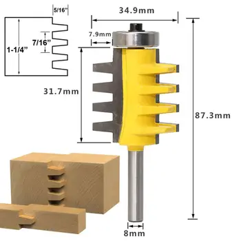 

8 Shank Rail Reversible Finger Joint Glue Router Bit Cone Tenon Woodwork Wood Cutter Power Tools