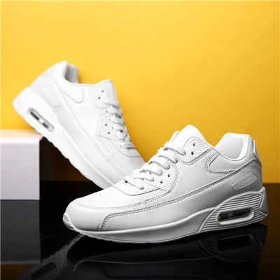 Новинка, весенние кроссовки для мужчин, пара, дышащие, индивидуальная обувь для бега, черные, женские, Zoom Air cushion Max, спортивная обувь - Цвет: white leather
