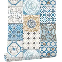 HaokHome, современные 3d мозаичные кирпичные обои в рулоне, 0,53 м x 10 м, дамастские обои для гостиной, голубые Настенные обои для дома, спальни, декор для гостиной