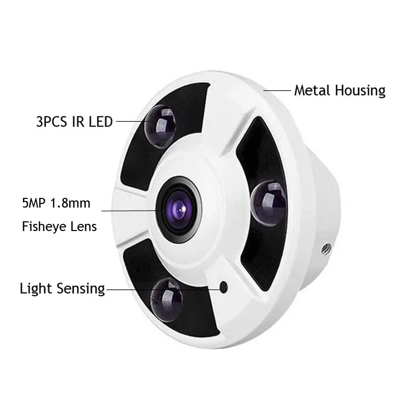 HD 1080P IP камера POE 2MP Onvif рыбий глаз панорама 5MP объектив ИК Ночное видение