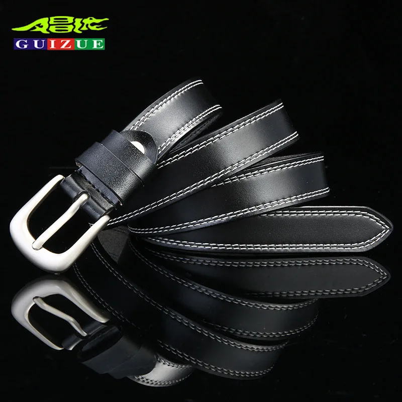 GuiZuE Genuine Women's Adjustable Skinny Real Leather Alloy Pin Buckle