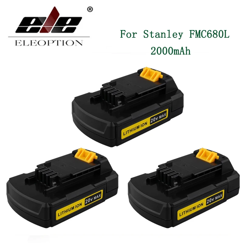 

ELE ELEOPTION 3PCS 20V Max 2000mAh Replacement Battery for Stanley Power Tools FMC680L Li-ion