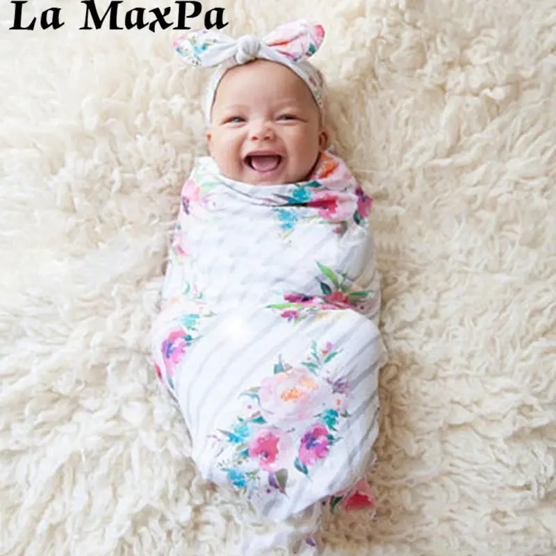 

1Pcs Baby Swaddle Blanket Newborn Baby Floral Swaddle Cotton Blanket Muslin Wrap Bedding Photograph Props Baby Blankets Headband