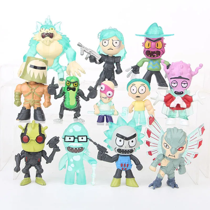 

12pcs/set Rick And Morty Character Rick Pickle Morty Q Mr. Meeseeks PVC Action Figure Model Toys 6-8CM