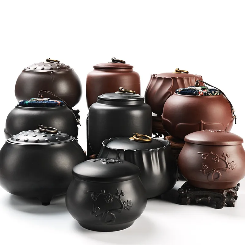 

Chinese Style Tea Jar Candy Storage Box With Lid For Kitchen Ceramic Food Canister Spices Storage Bottle Kitchen Accessories