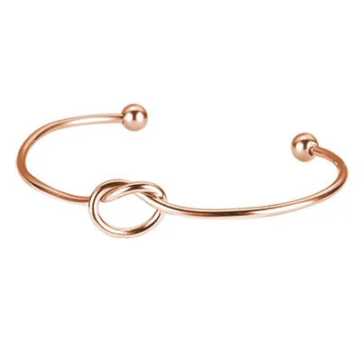 MYLONGINGCHARM 10pcs Knot Bracelet Stainless Steel Adjustable Basic Bangle Wired Knot Bracelet M0393 - Metal Color: rosegold