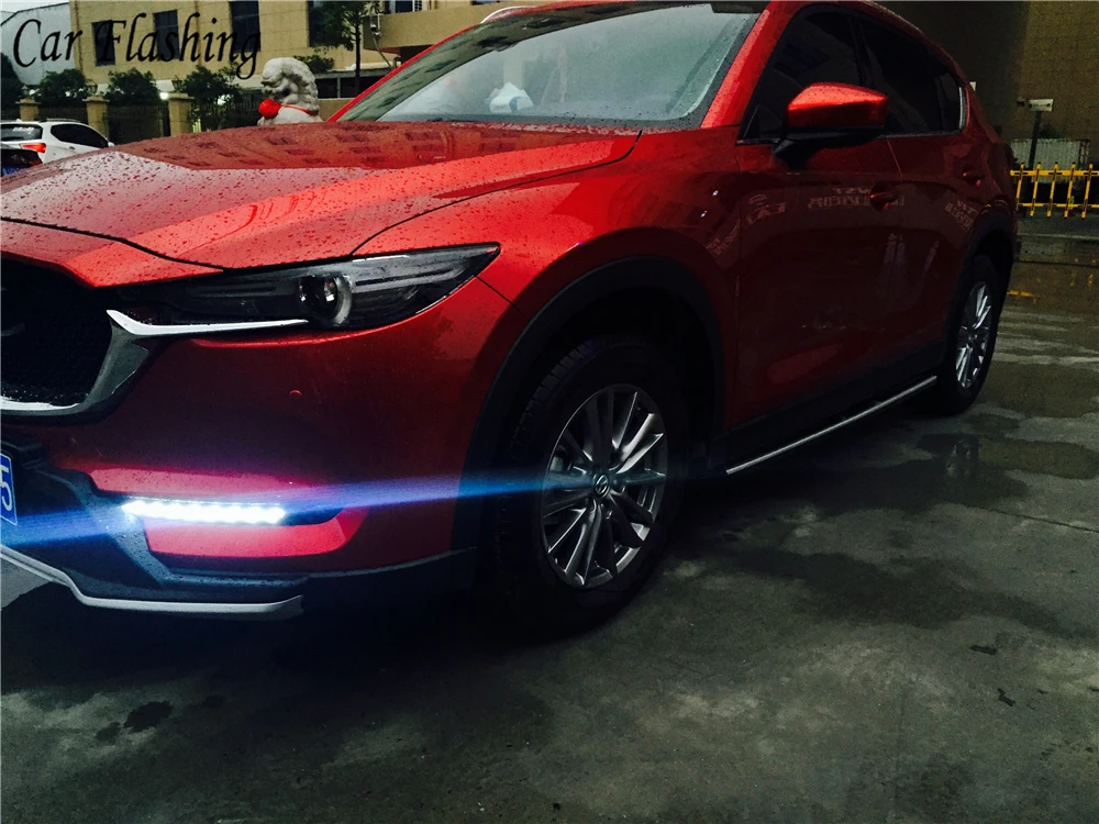 1 пара светодиодный дневные ходовые огни для Mazda CX-5 cx5 cx 5 12 В drl противотуманная фара DRL с указателем поворота ночная синь