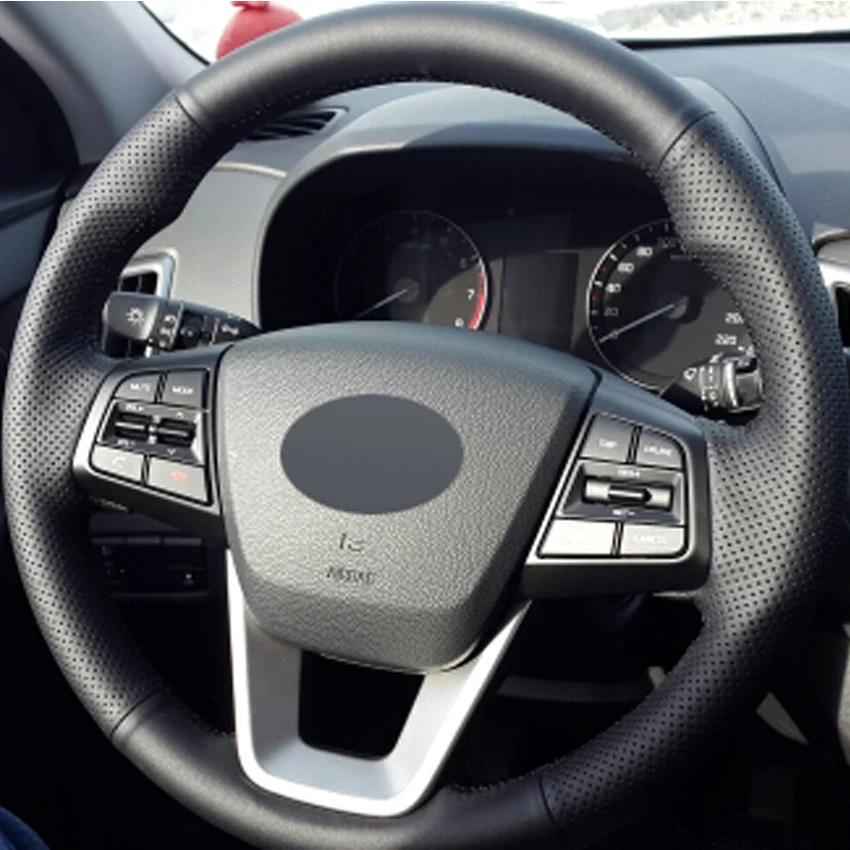 Черный PU искусственная кожа Автомобильный руль Крышка для hyundai ix25- Creta