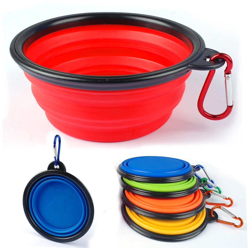 Image Silicone Pet Feeding Bowl Dog Collapsible Water Dish Cat Portable Feeder Puppy Travel Bowls