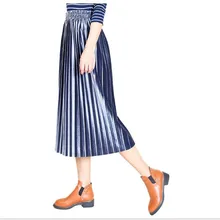 Винтажные плиссированные женские юбки новые модные, средняя посадка длинная юбка плиссированные вечерние повседневные макси юбки Повседневная Mujer CQ2872