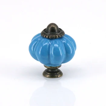 

6pcs Rural Style Pumpkin shape Ceramic Cupboard Door Knob Wine Cabinet Bin Drawer Dresser Pull Handle Vintage Knobs Blue