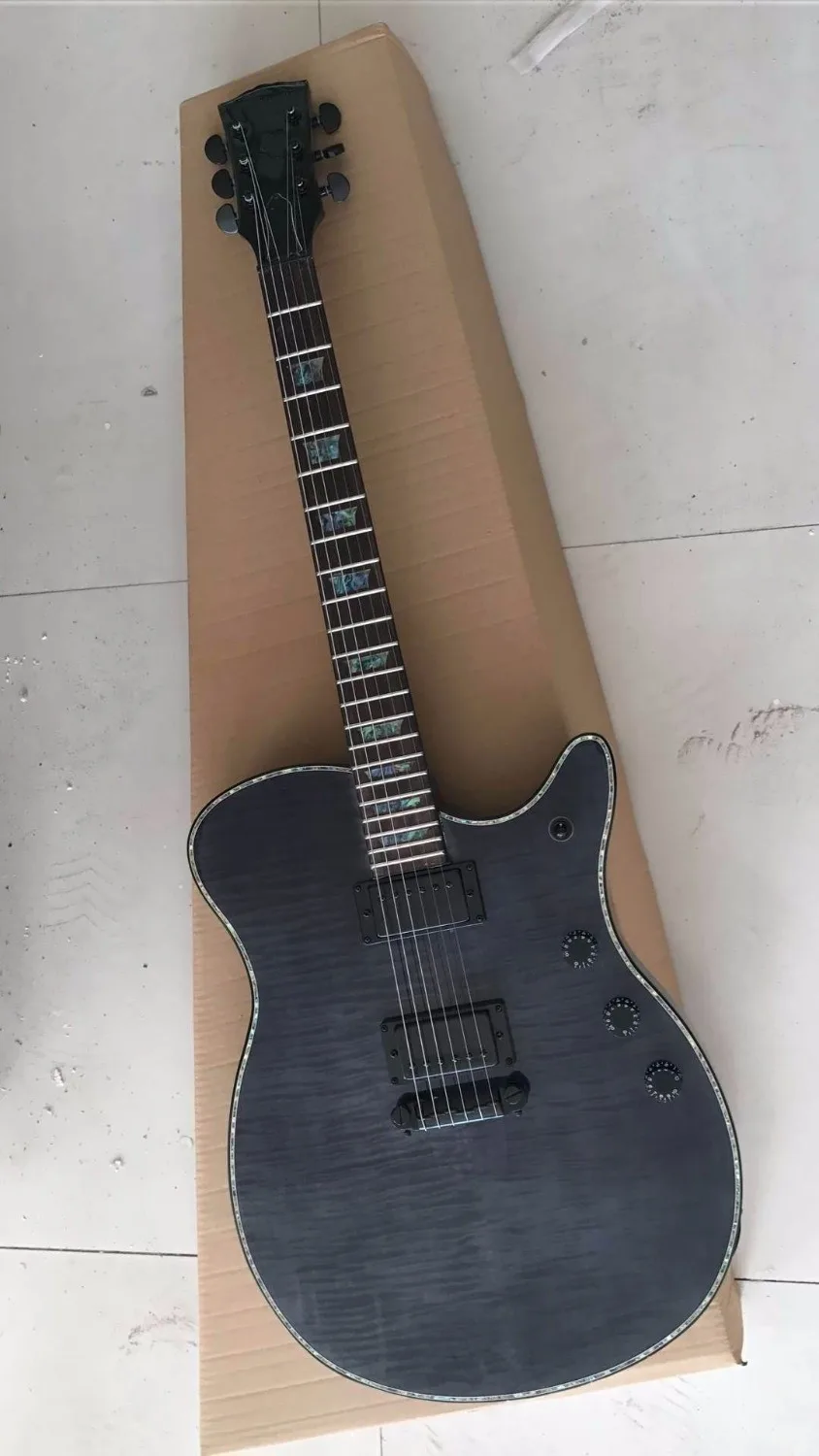 

Wholesale New Arrival 6 string Customize electric guitar Abalone Inlay/Binding In Charcoal Burst 170420