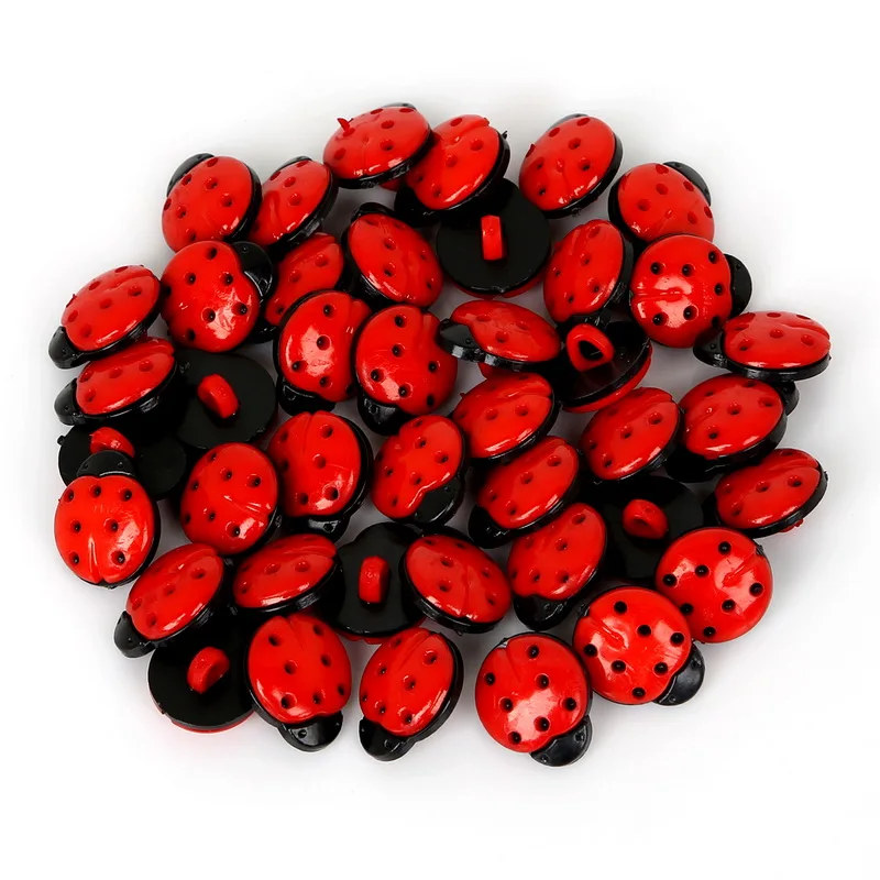 

50Pcs 13x15x8mm Plastic Buttons Mix Color/Red Ladybug Craft Cabochon Scrapbooking Decoration Bag Colthes