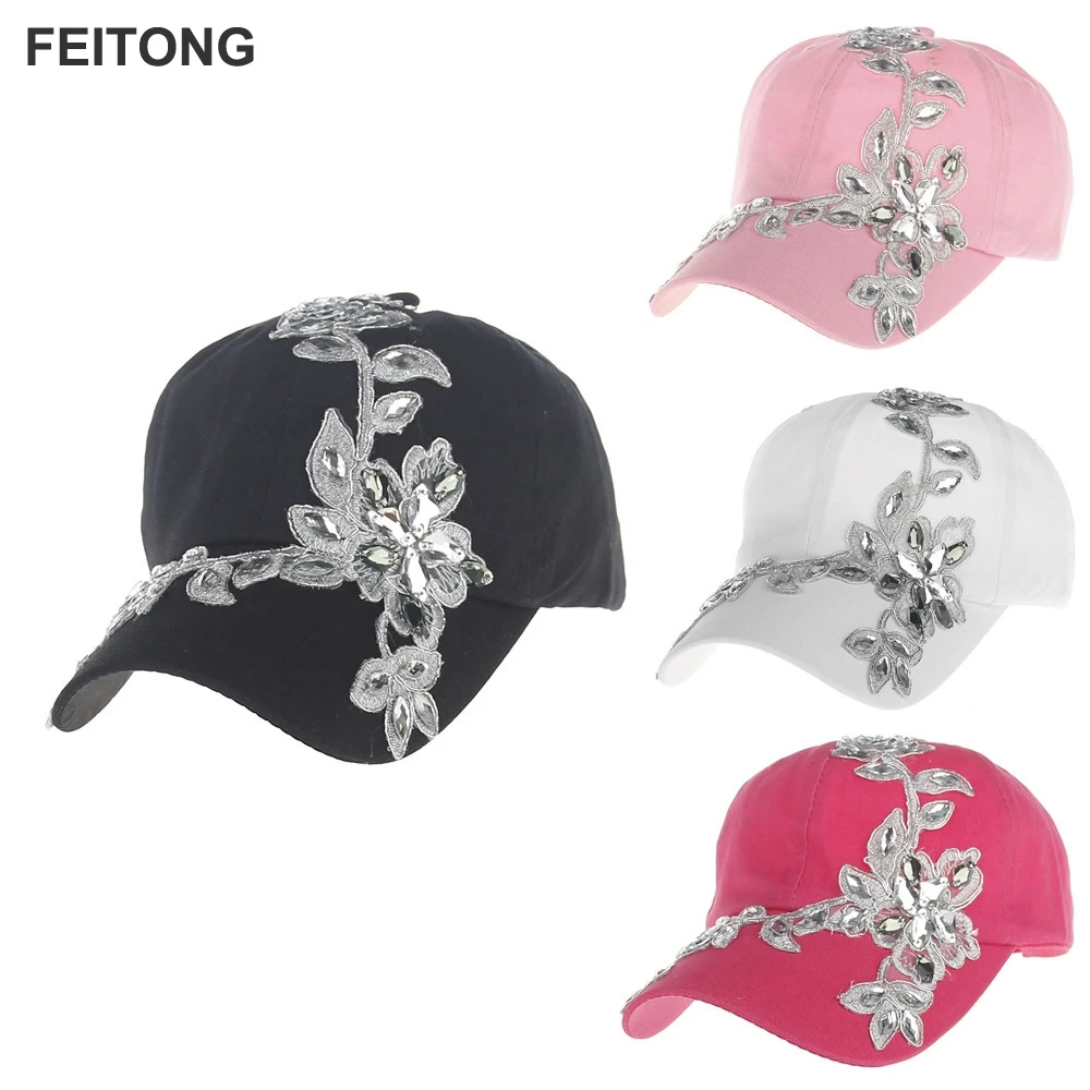 Бейсболка женская модная брендовая регулируемая со стразами летняя casquette de basette