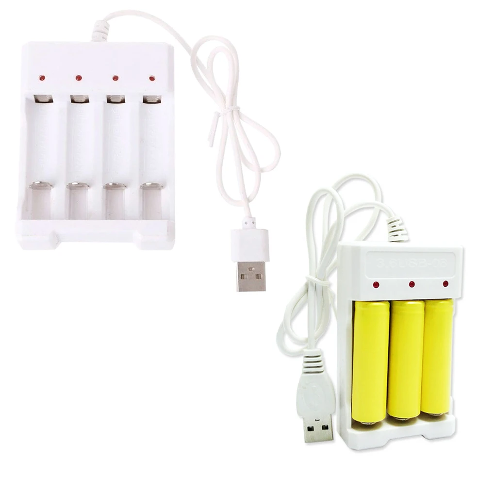 

New Arrival White Usb Aa Aaa Battery Charger Intelligent 4/3 Slots Rechargeable Fast Smart Charging Base