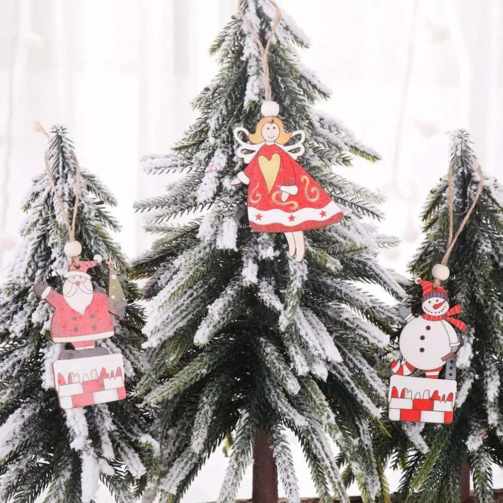 

2pcs/pack Wooden Christmas Elf Santa Claus Snowman Pendant Christmas Ornaments Christmas Decorations for Home 2019 New Year 2020
