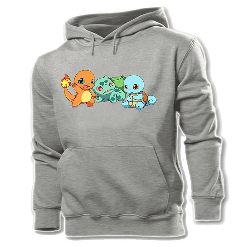 

Mouse Head Cute Cartoon Pokemon Squirtle Bulbasaur Charmander Men Graphic Hoodie Sweatshirt Strings Hooded Pullover