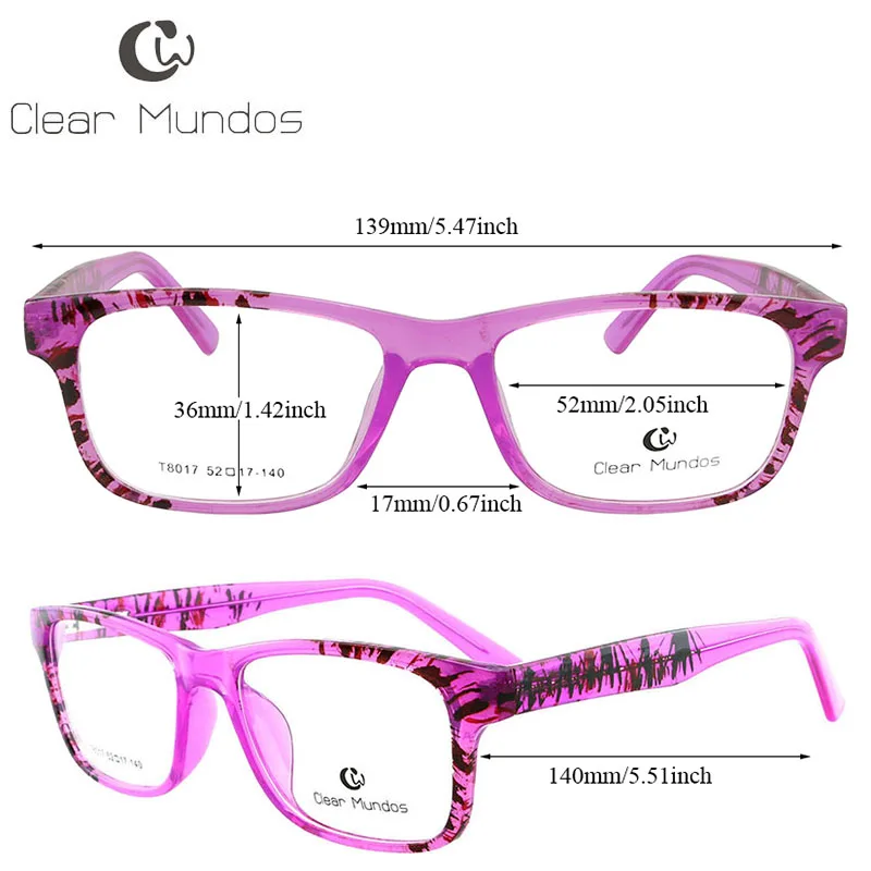 CLEAR MUNDOS High Quality TR90 Glasses Frame for Adults Myopia Optical Frames No Degree Transparant lens Glasses for #T8017