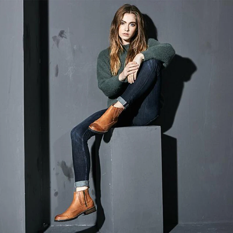 ladies brogue style chelsea boots