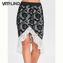 VESTLINDA, Женская кружевная юбка с высокой талией,, летняя, облегающая, миди, юбка-русалка, вечерние, высокая, низкая, элегантная, для девушек, юбка-карандаш
