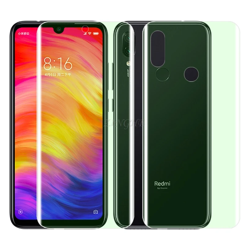 

2 Pcs/Lot Front & Back Auto Fixed Scratch Proof Anti Finger Hydrogel Screen Protector for Xiaomi Redmi Note 7 Full Cover film