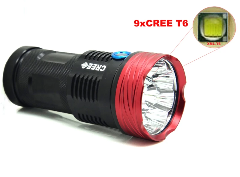 

Super bright 15000 lumens SKYRAY King 9T6 LED flashlamp 9 x XM-L T6 LED Flashlight Torch For Camping, Hiking