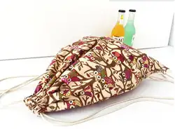 Многоцветный холст рюкзак на шнурке Хлопок Завязки Книга сумка унисекс путешествия рюкзак Оптовая
