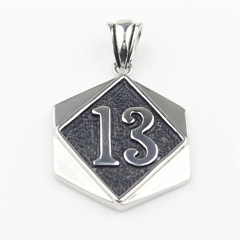 Cool Men's Silver 316L Stainless Steel Lucky 13 Biker Motorcycle Club