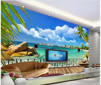 

3d wallpaper custom mural non-woven photo The beach landscape balcony room painting wallpaper for walls 3 d wall murals wallpaer