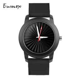 2019 Enmex креативные черные наручные часы светящиеся стрелки Солнечная полоса натуральная силикагель ремешок модные стильные часы кварцевые