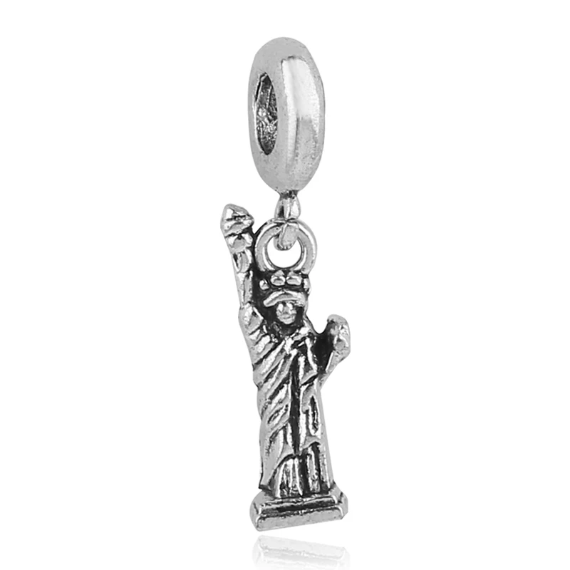 

Free Shipping 1PC Silver Statue of Liberty Charms Hanging Dangle Bead Wholesale fits European Pandora Charm Bracelets Bangles