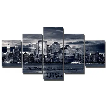 

Artryst HD printed 5 piece canvas art Painting Chicago In Black & White decoration pictures for living room decor Poster WY040