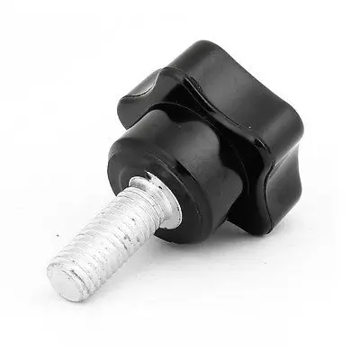 

M8 x 20mm Male Thread Clamping Star Screw On Knob Grip Black Silver Tone  ZMM