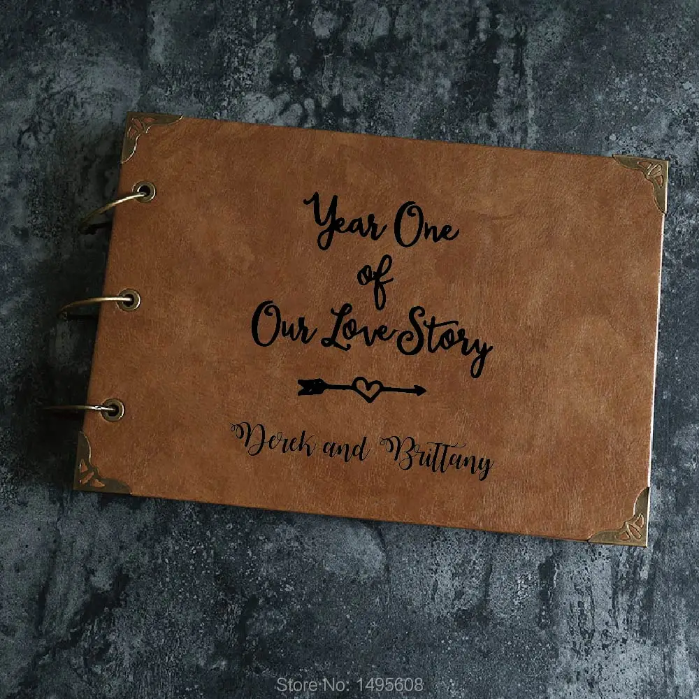 Фотоальбом "Year One Of Our Love Story" из искусственной кожи, альбом для скрапбукинга, уникальные подарки для влюбленных, подарки для бойфренда