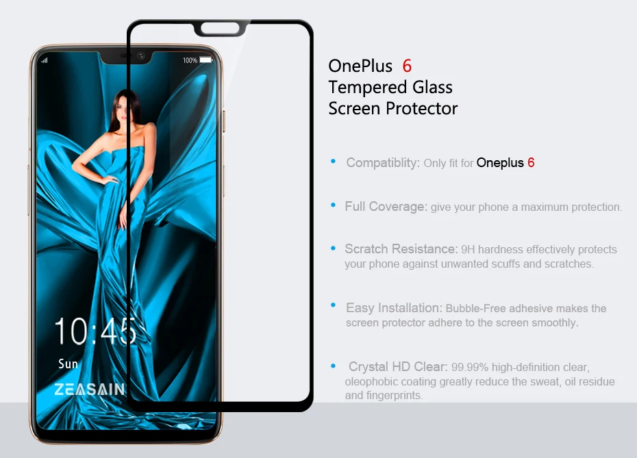 2 Pack Original ZEASAIN Screen Protector For OnePlus 6 One Plus 6 OnePlus6 1+6 Full Cover Tempered Glass 2.5D Real 9H Glass Film (5)