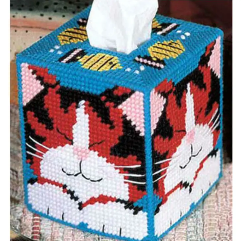 3D Cross-Stitch Rectangular tissue box DIY handwork Cross Stitch z1