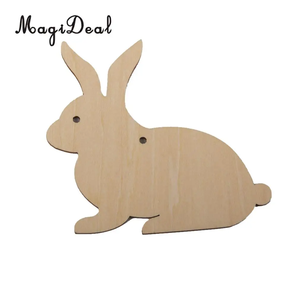 MagiDeal 10 pcs Wooden MDF Rabbit Shape Tags Decoration 8 cm Rabbit Embellishments Crafts Wedding Love Tags String Hanging