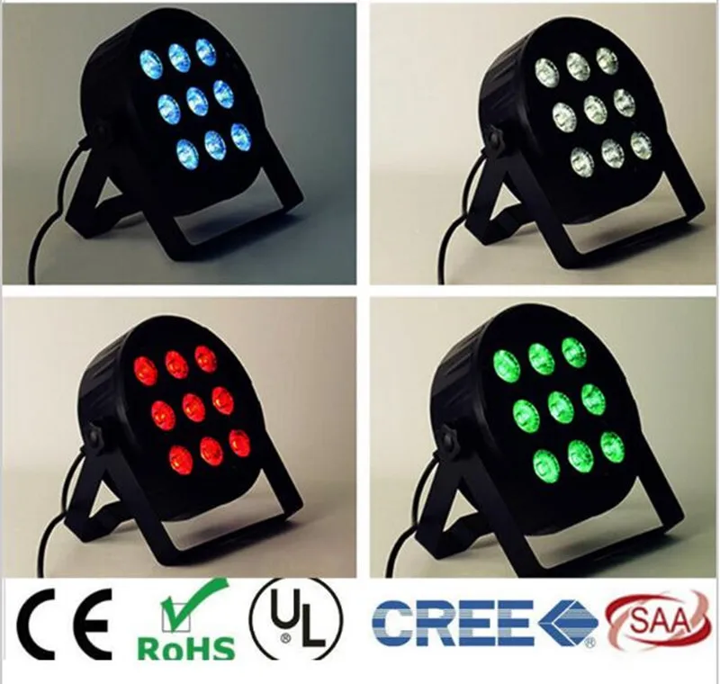 

CREE 9x12W LED Flat SlimPar Quad Light 4in1 LED DJ Wash Light Stage Uplighting No Noise