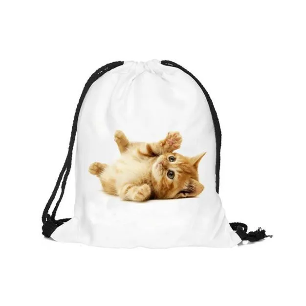 

ISHOWTIENDA Drawstring Backpack Cotton Tote Resuable Cotton Drawstring Bag Food Packing 3D Printing Bags Emoji Backpacks #WL
