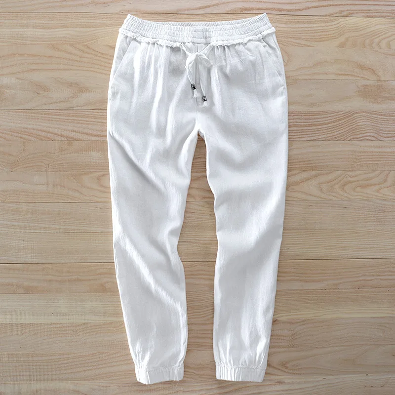 

2019 Men's Summer Pants Men Anti-Microbial Healthy Linen Pants Hemp Casual Pants Breathable Slim Flax Men Trousers
