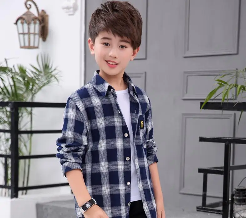 Plaid Shirts For Boys Tops Autumn Children Clothing Teenager Outerwear Kids Blouse Infant Toddler Boy Shirts Chemise Garcon - Цвет: 3