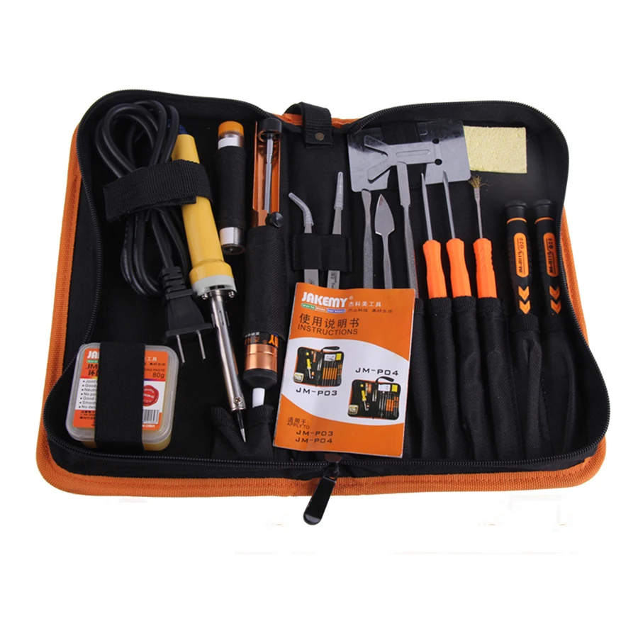 

30W Jakemy JM-P04 DIY Welding Soldering Tool Set Electric Soldering Iron (US plug) & Phillips screwdriver set & tweezer