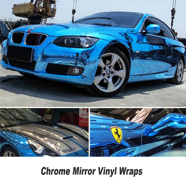 Stretchable Blue Mirror Chrome Vinyl Wrap Car Wrapping Film Chrome