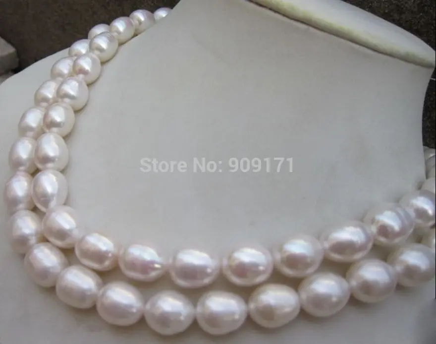 

FREE SHIPPING>>>@@ >&>>12-14MM AAA NATURAL WHITE SOUTH SEA BAROQUE PEARL NECKLACE 32 INCH